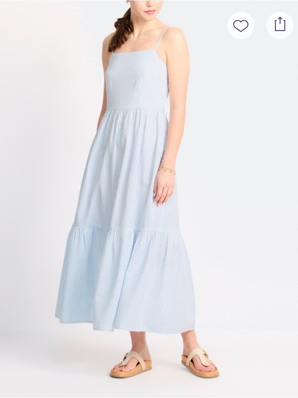 Dizzy Lizzy Tiered Maxi Dress Light Blue Large